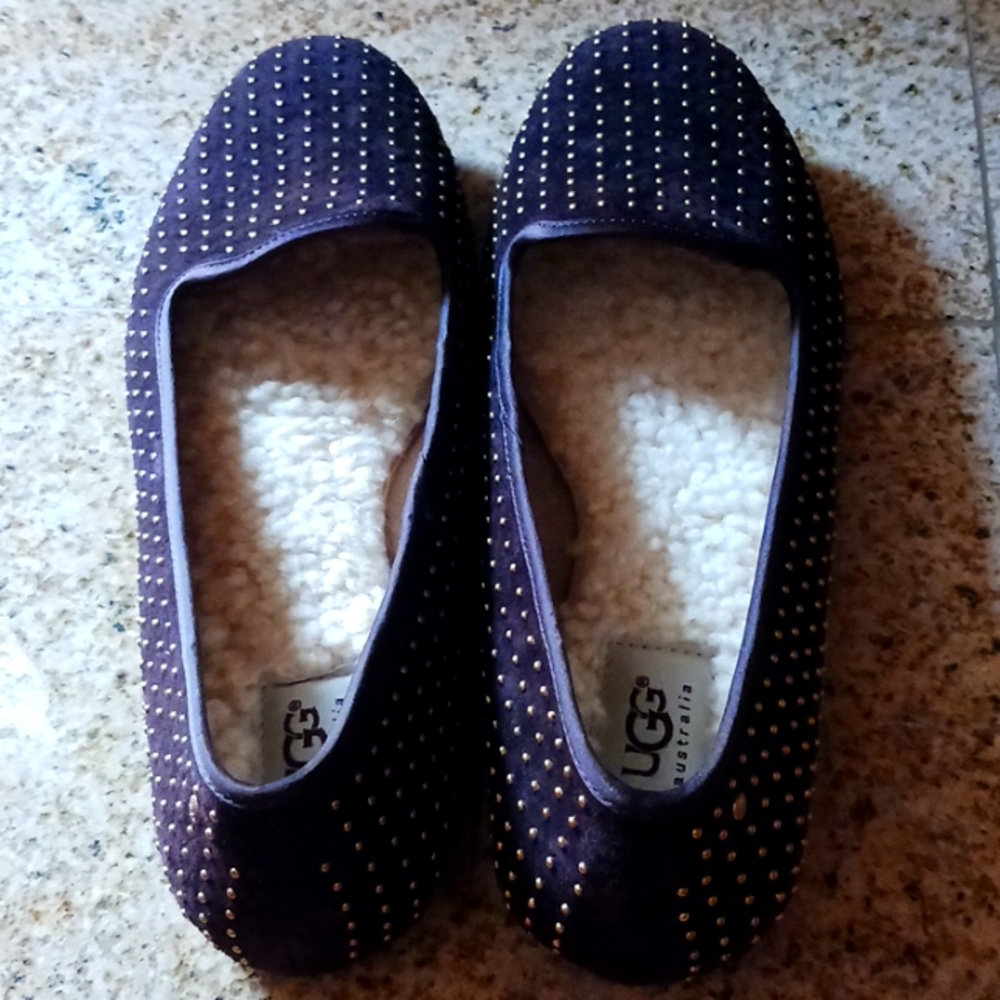 UGH Brown Suede Size 8 flats w/Brass NWOT nor Box